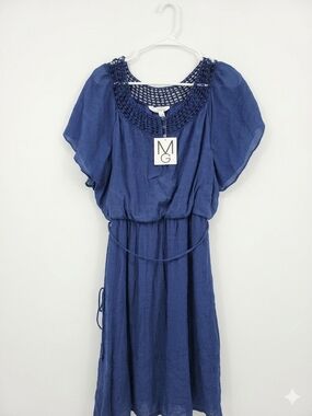 Mlle Gabrielle Royal Blue Dress with Crochet Detail